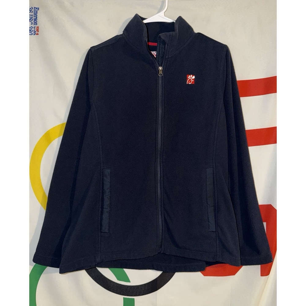 Oobe Chick Fil A Fleece Jacket Womens Large Navy Blue Full Zip Restaurant